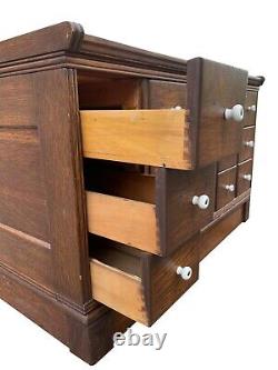 Vintage 1950s Yawman and Frbe Apothecary Filling Cabinet Drawers in Tiger Oak