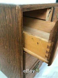 Vintage Antique 6 Drawer Tiger Oak File Box Library Card Catalog Cabinet
