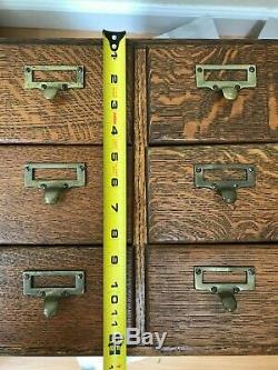Vintage Antique 6 Drawer Tiger Oak File Box Library Card Catalog Cabinet