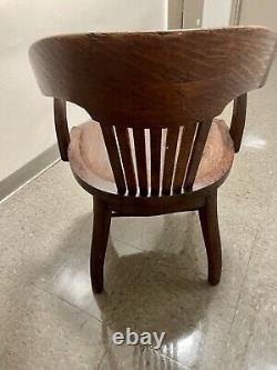 Vintage Antique Bankers Tiger Oak Wood Armchair Chair