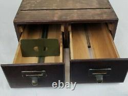 Vintage Antique MACEY Dark Tiger Oak 2 drawer card catalog file cabinet NICE