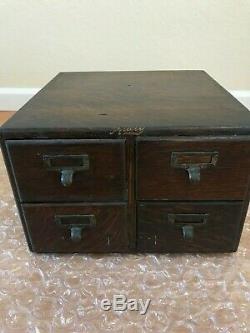 Vintage Antique MACEY Dark Tiger Oak 4 drawer card catalog file cabinet