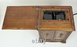 Vintage Antique Minnesota Treadle Sewing Machine Parlor Cabinet Only Tiger Oak