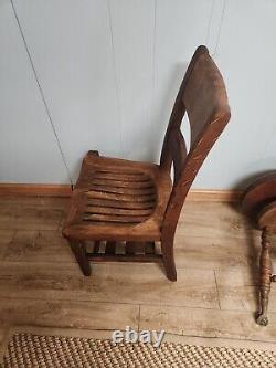 Vintage Antique Student Mission Tiger Oak Wood School Chair