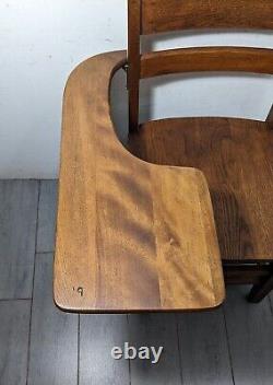 Vintage Antique Student Mission Tiger Oak Wood School Chair & Attached Desk