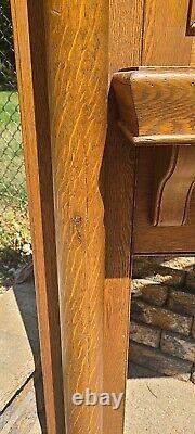 Vintage-Antique Tiger Oak Fireplace Surround Mantle with Columns/Shelf Beauty