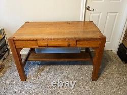 Vintage Antique Tiger Oak Library Table Desk Excellent Condition