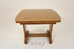 Vintage Art Deco Tiger Oak Pull Out Draw Leaf Kitchen Table Scotland 1930 H1254