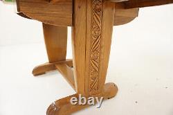 Vintage Art Deco Tiger Oak Pull Out Draw Leaf Kitchen Table Scotland 1930 H1254