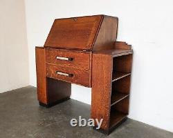 Vintage Art Deco Tiger Oak Wood Bureau Bookcase Secretary Desk Antique
