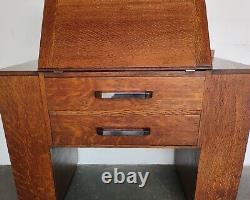 Vintage Art Deco Tiger Oak Wood Bureau Bookcase Secretary Desk Antique