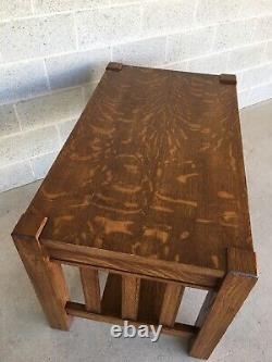 Vintage Arts & Crafts Mission Tiger Oak Writing Desk Library Table