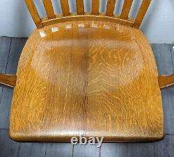 Vintage BL Marble Chair Co Mission Tiger Oak Wood Banker/Lawyer Swivel Armchair