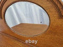 Vintage Barley Twist English Tiger Oak Sideboard / Buffet Console with Mirror
