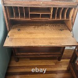 Vintage C. J. Lundstrom Tiger Oak Barrister Lawyer's Sectional Bookcase/Desk