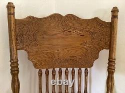 Vintage Custom Carved Red Tiger Oak Chair