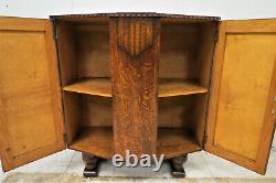 Vintage English Tiger Oak Cocktail Cabinet