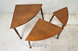 Vintage English Tiger Oak Corner Nesting Tables
