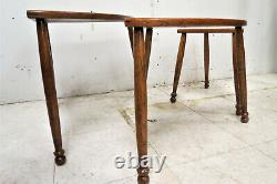 Vintage English Tiger Oak Corner Nesting Tables