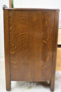 Vintage English Tiger Oak Dresser With Beveled Mirror And Radial Top Drawer