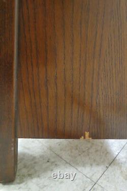 Vintage English Tiger Oak Dresser With Beveled Mirror And Radial Top Drawer