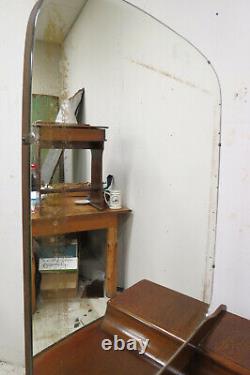 Vintage English Tiger Oak Dresser With Beveled Mirror And Radial Top Drawer