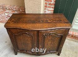 Vintage French Carved Tiger Oak Sideboard Cabinet Buffet Louis XV style 20th c