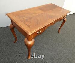 Vintage French Country Writing Desk w Tiger Oak Top and Three Drawers