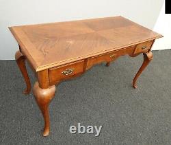 Vintage French Country Writing Desk w Tiger Oak Top and Three Drawers