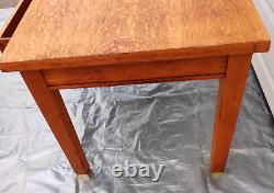 Vintage Golden Tiger Oak Library Table with Two Drawers