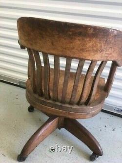 Vintage Gunlocke Tiger Oak Lawyers Bankers Rolling Chair