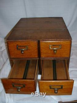 Vintage Hand Made Wood Library 4 Drawer Card Catalogue File Cabinet