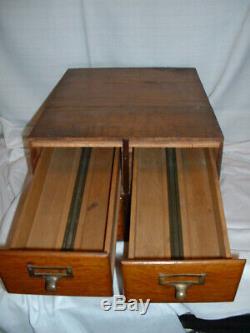 Vintage Hand Made Wood Library 4 Drawer Card Catalogue File Cabinet