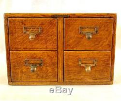 Vintage Library Bureau Sole Makers 4 Drawer Index File Library Tiger Oak Cabinet