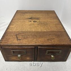 Vintage Melton Rhodes Office 2 Drawer Oak Wood Card File Cabinet Recipe Box