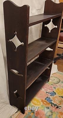 Vintage Mission Bookcase Tiger Oak Dado Tongue Groove Jointary Cutouts on Sides