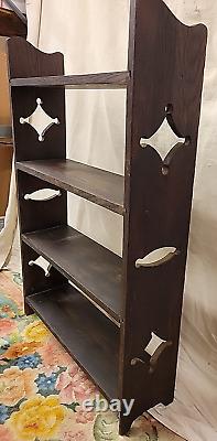 Vintage Mission Bookcase Tiger Oak Dado Tongue Groove Jointary Cutouts on Sides