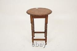 Vintage Oak Table, Circular Tiger Oak Barley Twist Table, Scotland 1920, H1148