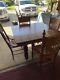 Vintage Rare Carved Skirt Oak Table With5 Leaves, 6 Chairs