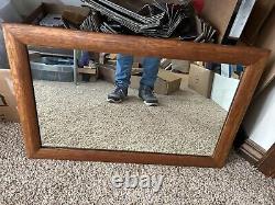 Vintage Solid Oak Mirror 17.5 x 27.5 Mission Style Tiger Oak