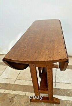 Vintage Stickley Gate Leg Table Drop side Round Tiger Oak Mission Arts & Crafts