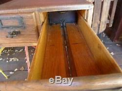 Vintage Tiger Oak 2 Drawer Wood Library Index Card Filing Cabinet