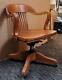 Vintage Tiger Oak Marble & Shattuck Oak Swivel Rocking Office Chair