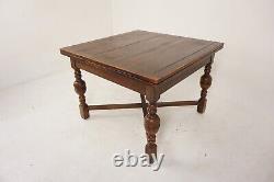Vintage Tiger Oak Refectory, Draw Leaf, Pull Out Table, Scotland 1920, H899