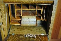 Vintage Tiger Oak Secretary Bookcase