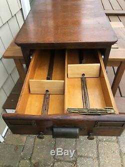 Vintage Tiger Oak Wood Card Catalog Tabletop One Drawer Early 1900s