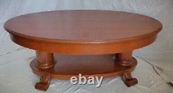 Vintage Victorian American Solid Tiger Oak Oval Coffee Table Circa 1900's