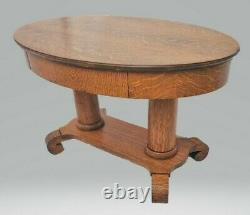 Vintage Victorian American Tiger Oak Oval Coffee Table Circa 1900's