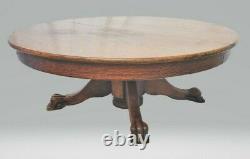 Vintage Victorian American Tiger Oak Round Coffee Table Circa 1900's