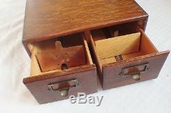 Vintage Yawman Erbe Tiger Oak Wood Wooden 2 Drawer Library Card File Cabinet